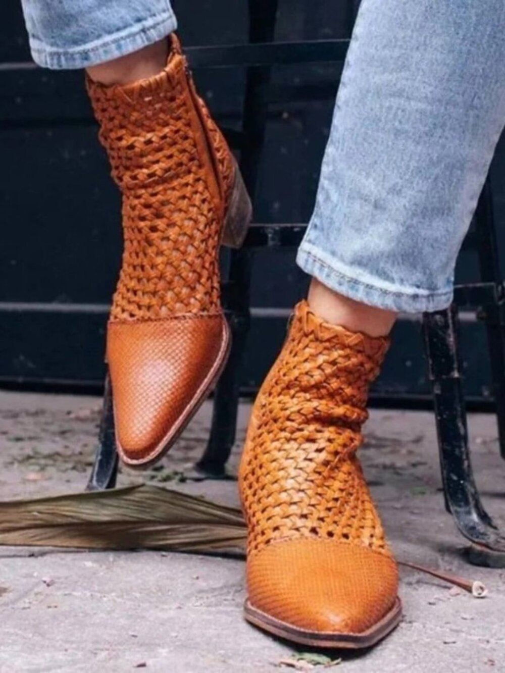 NEW Free People Woven Leather In The Loop Woven Boots Size 37 - Picture 2 of 15